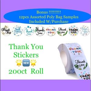 200ct~Thank you Stickers W/Bonus Bags 🌟🆕🌟  (2 Rolls For $20)